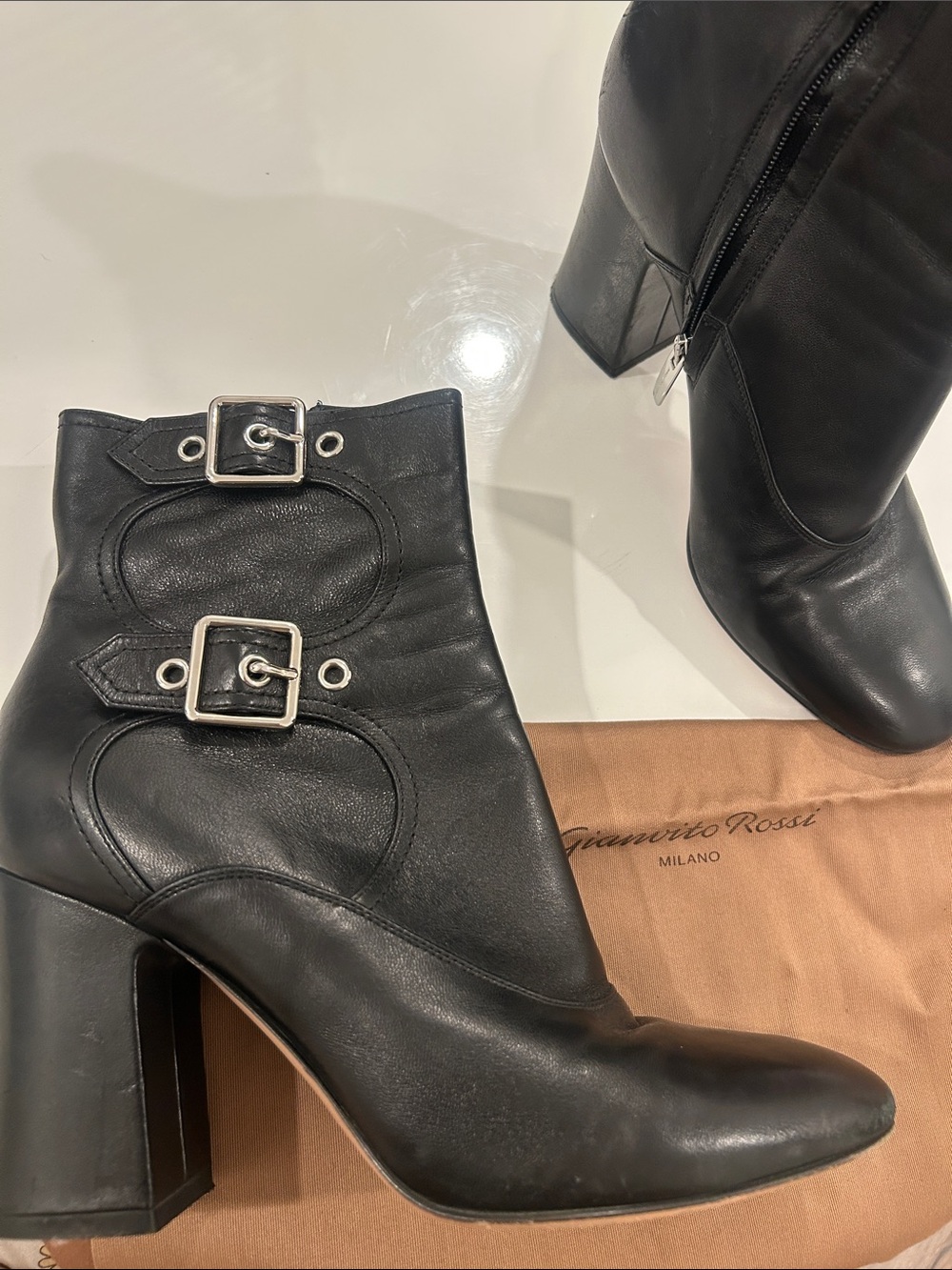 Gianvito Rossi Black Leather Buckled Ankle Boots